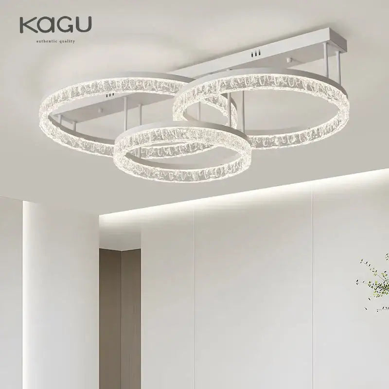 Modern white crystal led ring chandelier living room light