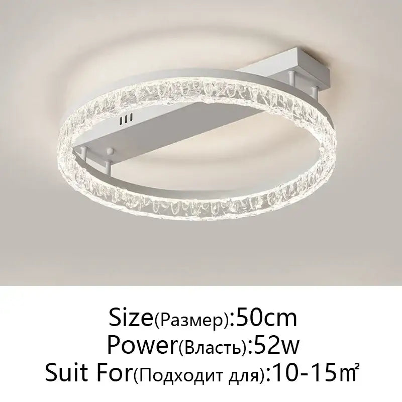 Modern white crystal led ring chandelier living room light