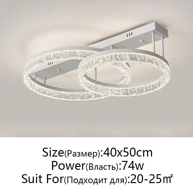 Modern white crystal led ring chandelier living room light