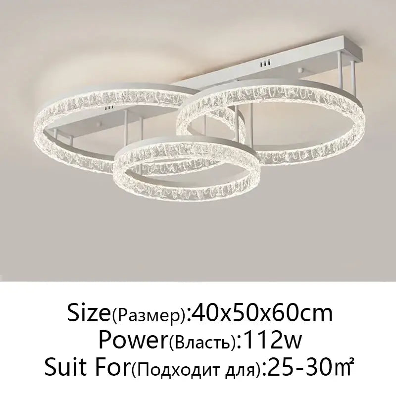 Modern white crystal led ring chandelier living room light