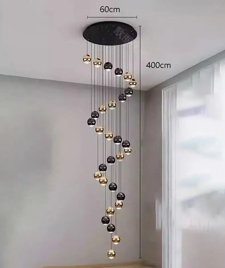 Modern black & gold globe chandelier dining room multiple heads size