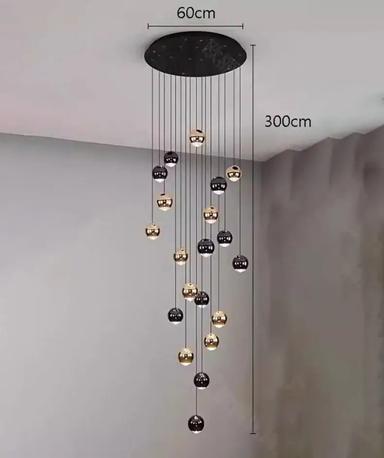 Modern black & gold globe chandelier dining room multiple heads size