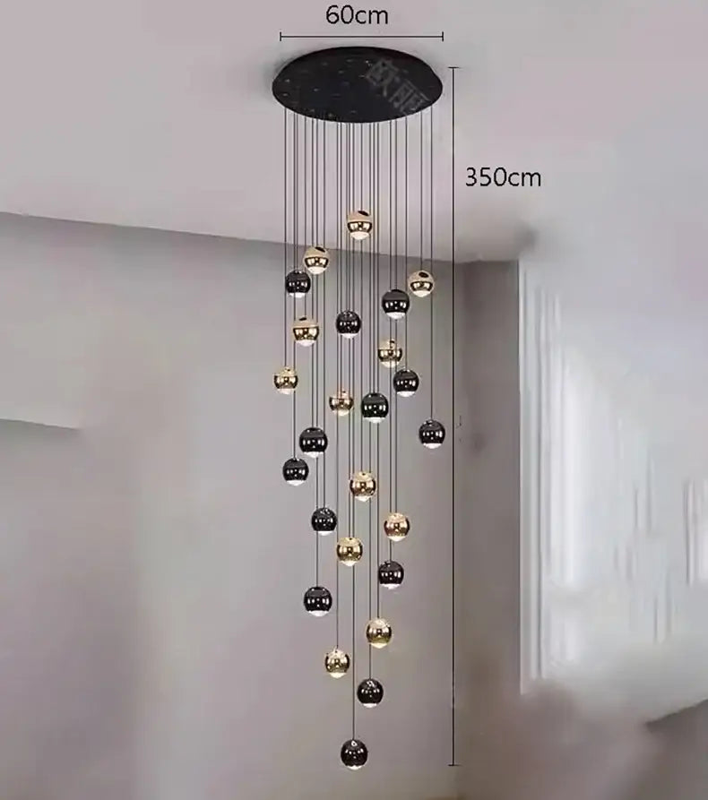 Modern black & gold globe chandelier dining room multiple heads size