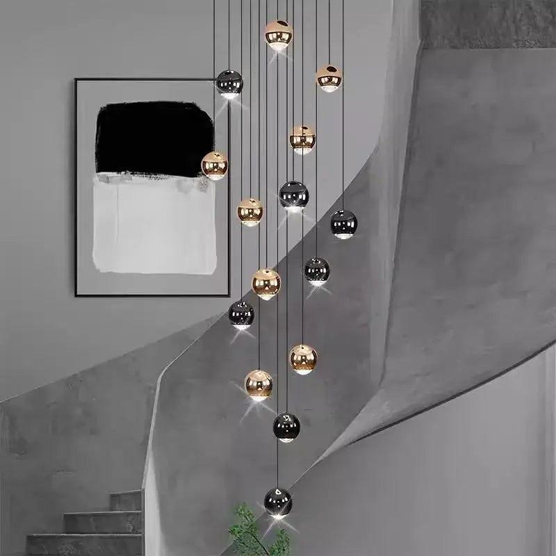 Modern black & gold globe chandelier dining room multiple heads size