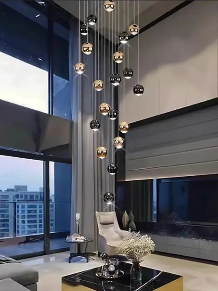 Modern black & gold globe chandelier dining room multiple heads size