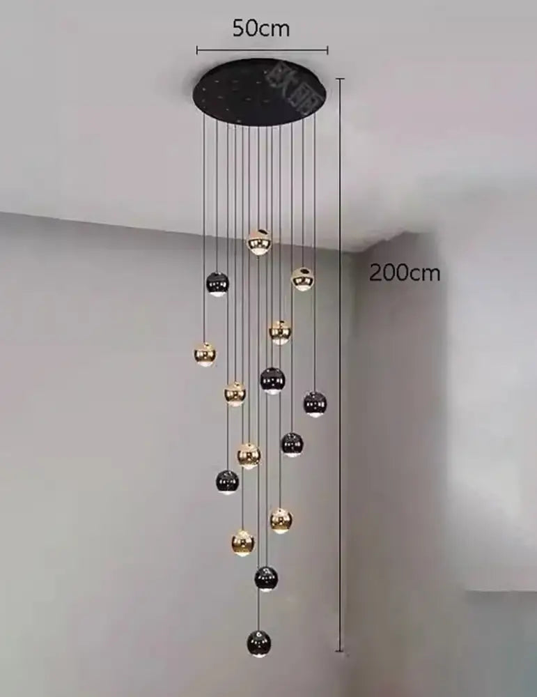 Modern black & gold globe chandelier dining room multiple heads size