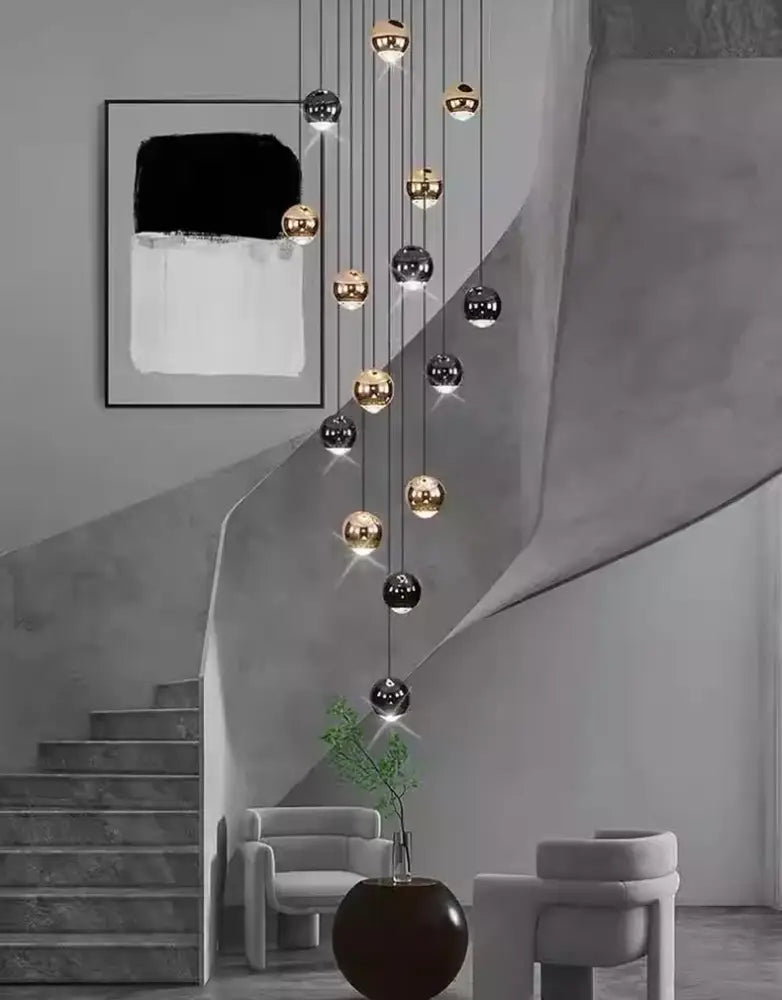Modern black & gold globe chandelier dining room multiple heads size