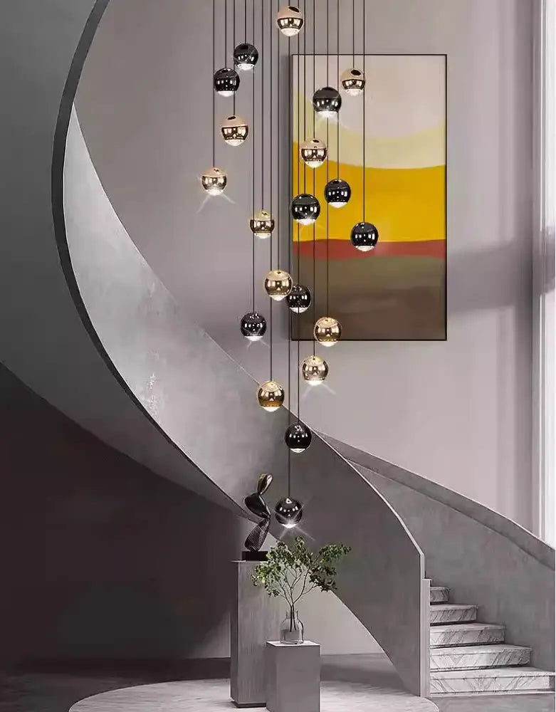Modern black & gold globe chandelier dining room multiple heads size