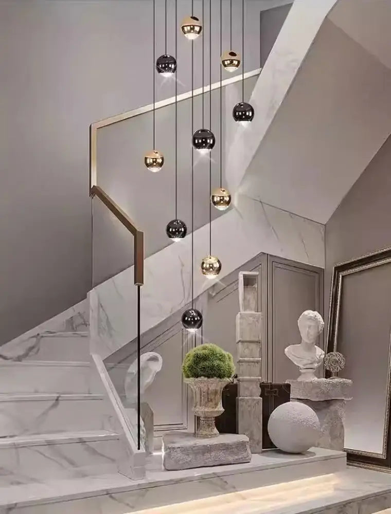 Modern black & gold globe chandelier dining room multiple heads size