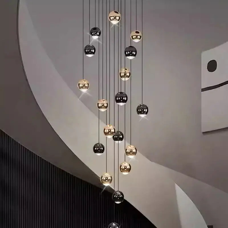 Modern black & gold globe chandelier dining room multiple heads size