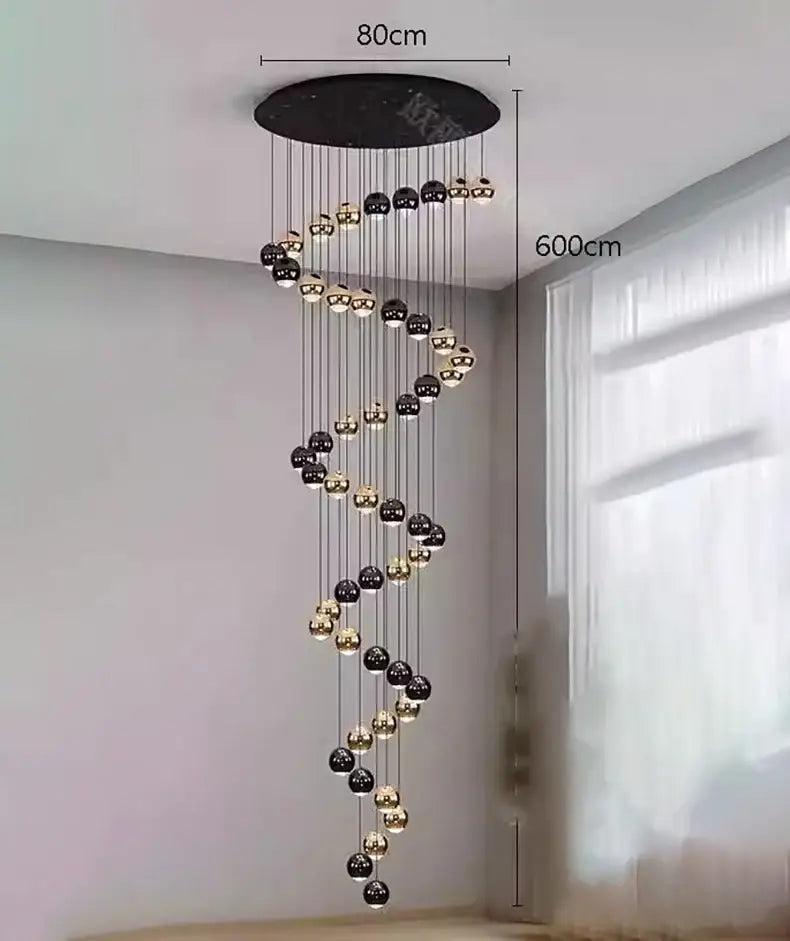 Modern black & gold globe chandelier dining room multiple heads size