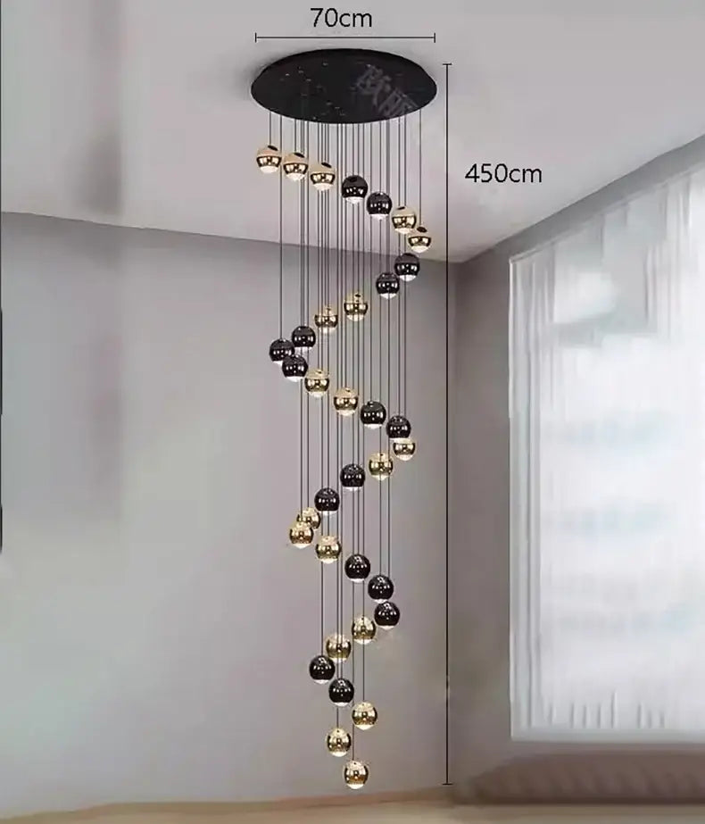 Modern black & gold globe chandelier dining room multiple heads size