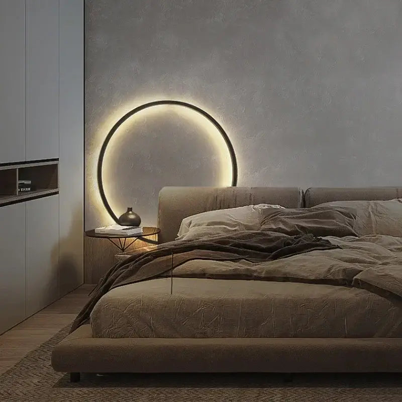 Modern oval led ring wall lamp bedroom mirror sconce
