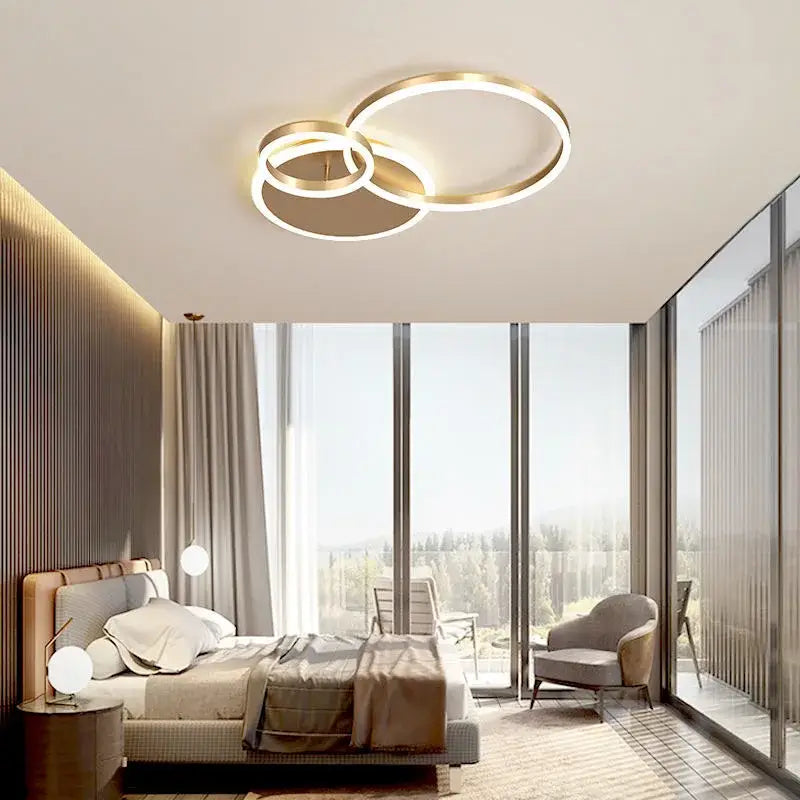Modern gold led rings ceiling chandelier living room lighting