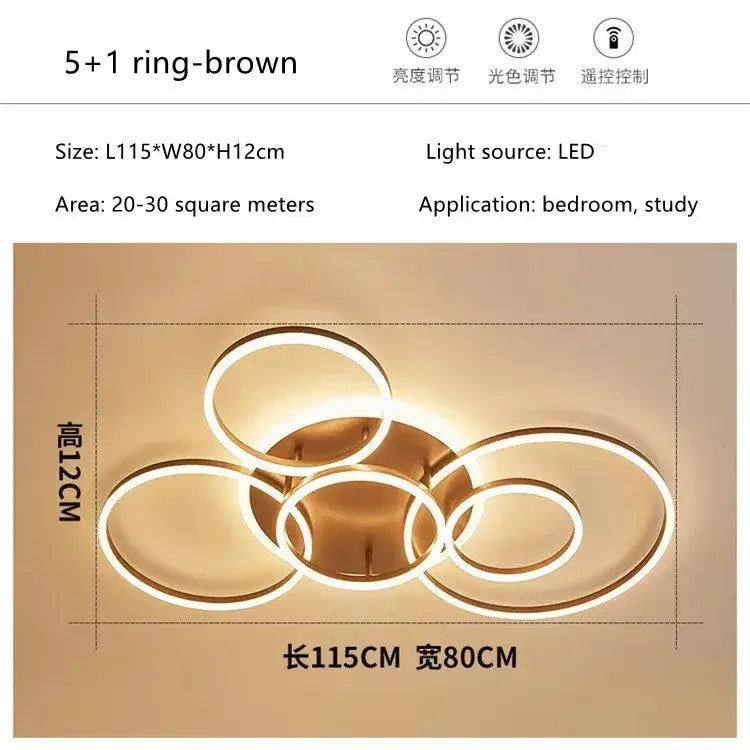 Modern gold led rings ceiling chandelier living room lighting