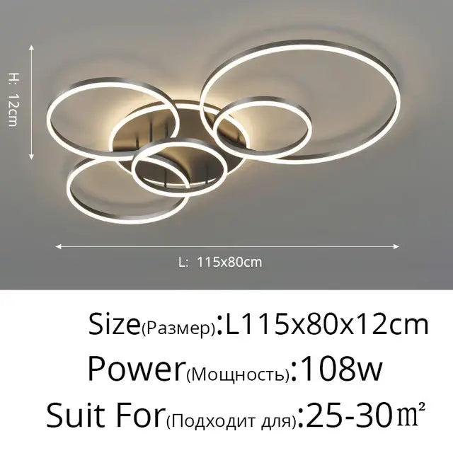 Modern gold led rings ceiling chandelier living room lighting