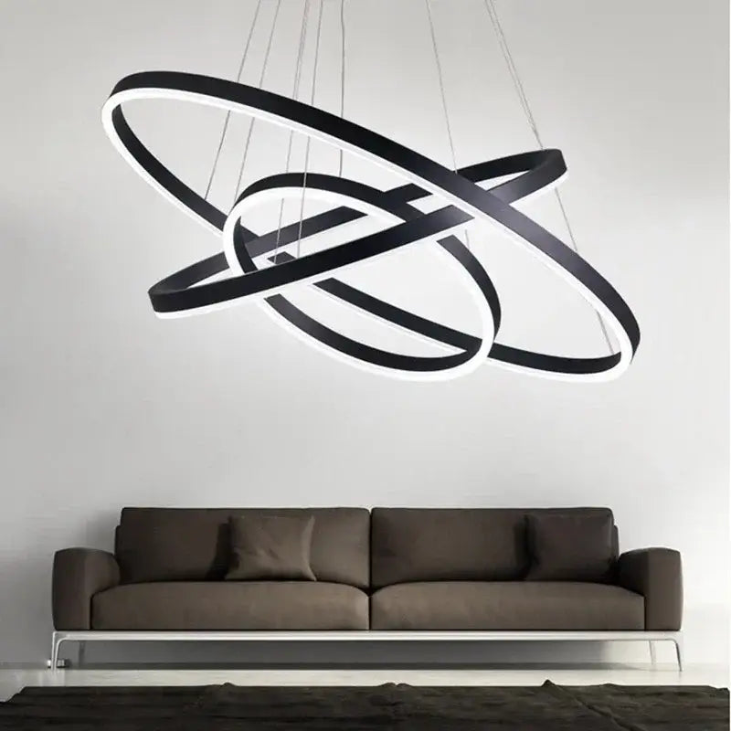 Modern matte bronze spiral led rings chandelier for dining room