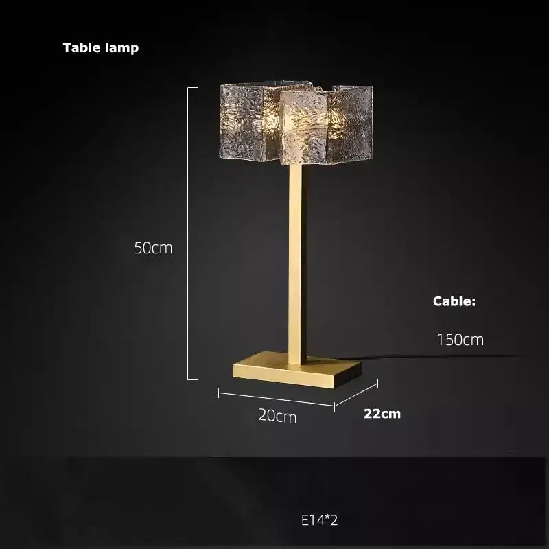 Modern gold led ripples glass cube chandelier for living room