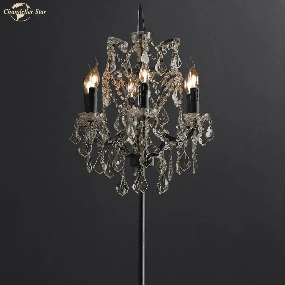 Modern rococo crystal iron floor lamp living room candle chandelier