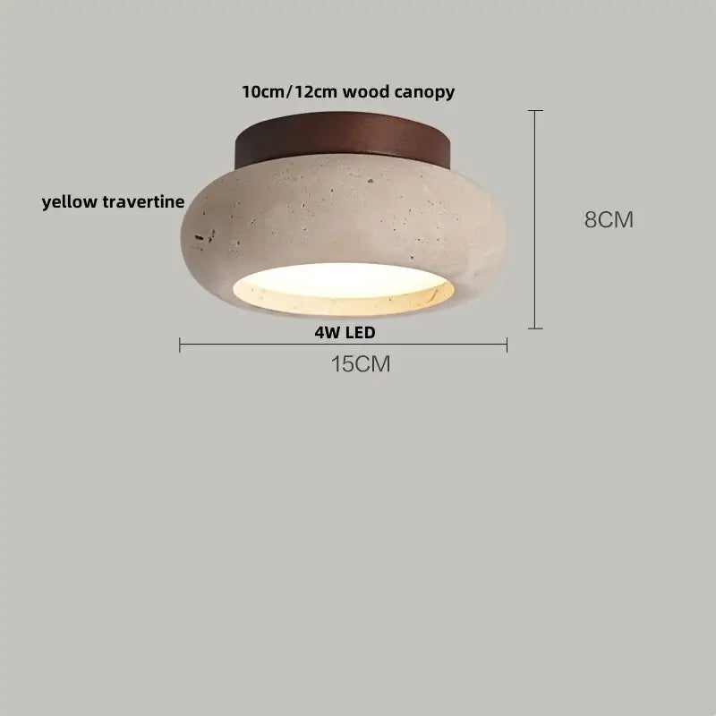 Modern travertine and wood led rotatable ceiling lamp bedroom light
