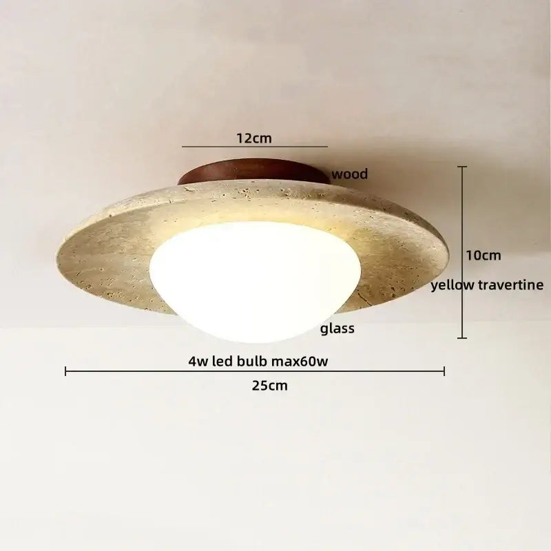 Modern travertine and wood led rotatable ceiling lamp bedroom light