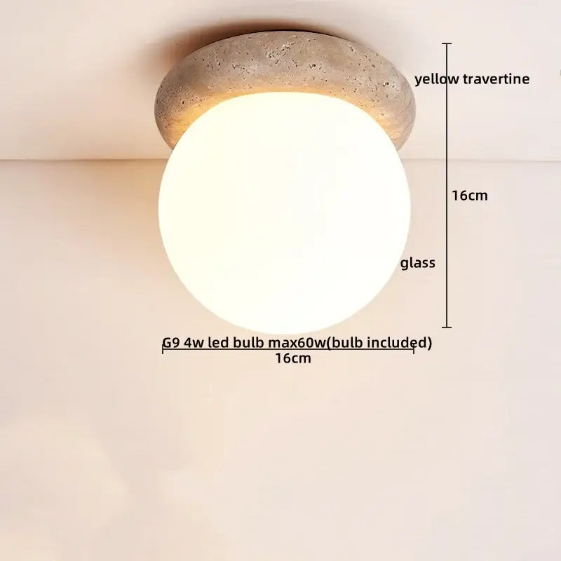 Modern travertine and wood led rotatable ceiling lamp bedroom light