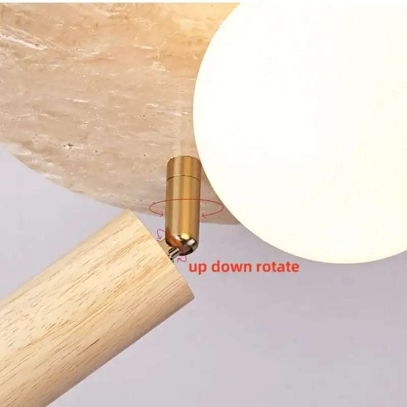 Modern travertine and wood led rotatable ceiling lamp bedroom light