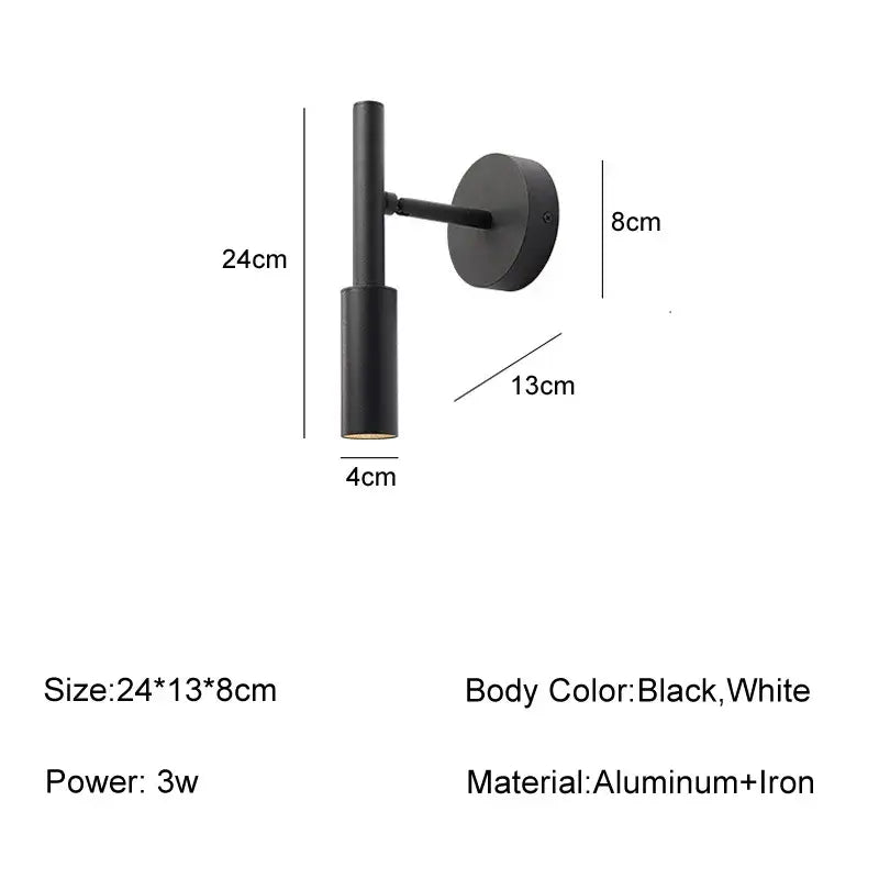 Modern black & white rotatable wall lamp bedroom spotlight