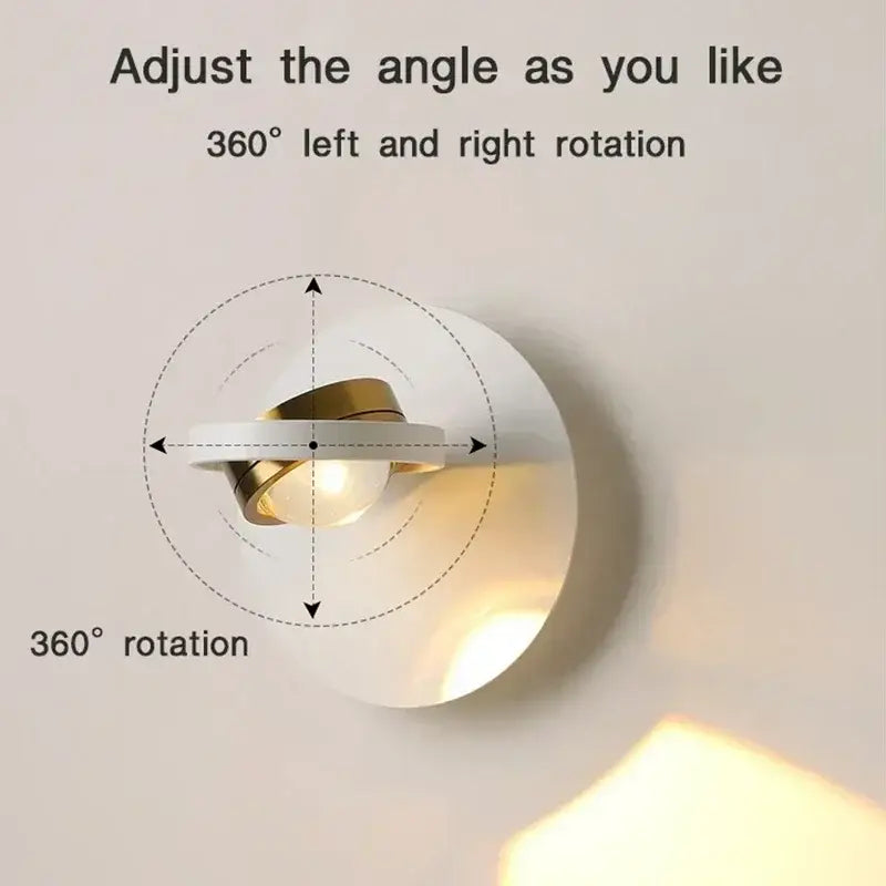 Modern minimalist rotatable wall lamp for bedroom focused lighting