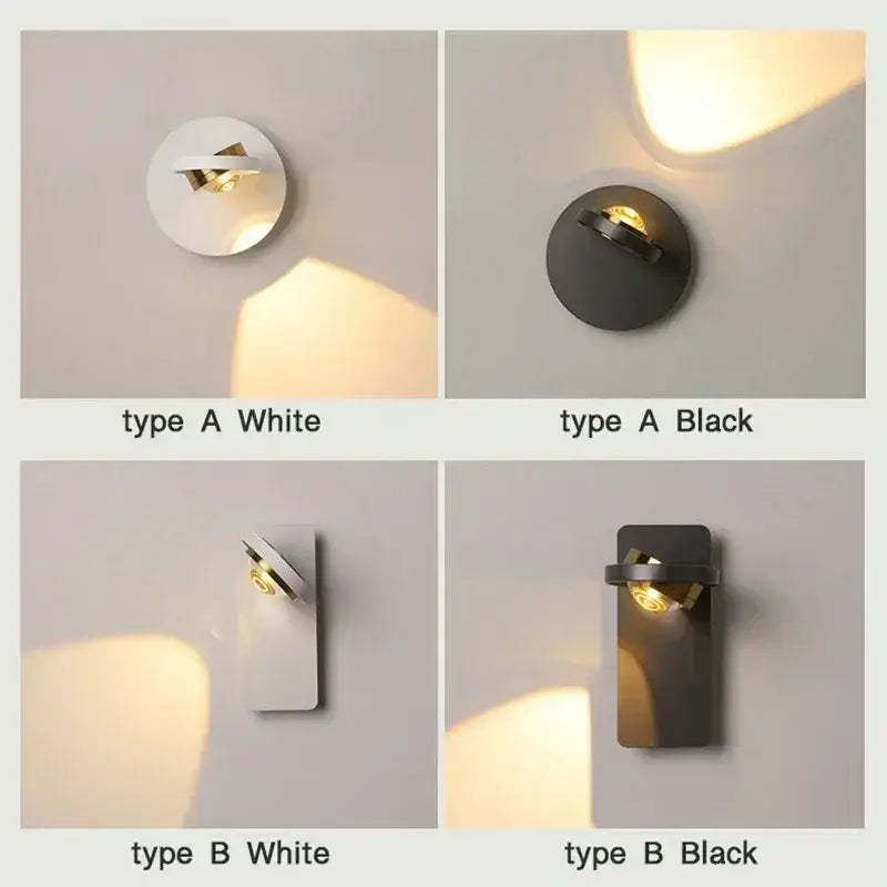 Modern minimalist rotatable wall lamp for bedroom focused lighting