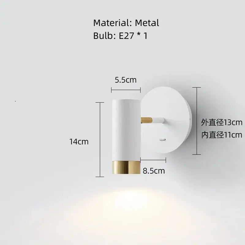 Modern black & white rotatable wall lamp – bedroom reading light