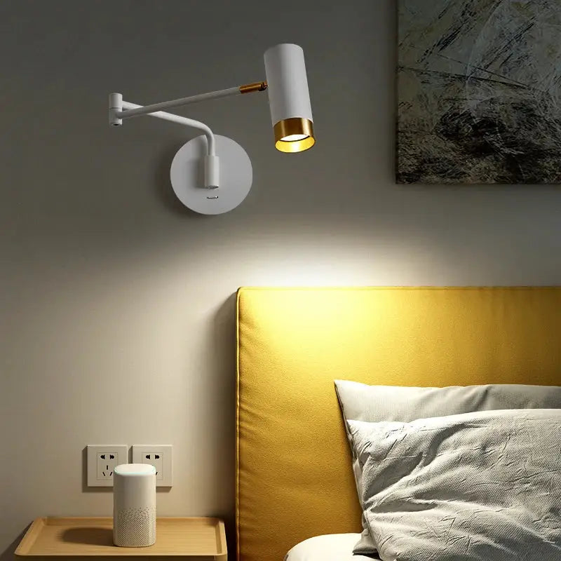 Modern black & white rotatable wall lamp – bedroom reading light