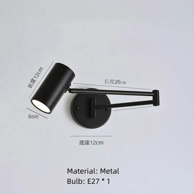 Modern black & white rotatable wall lamp – bedroom reading light