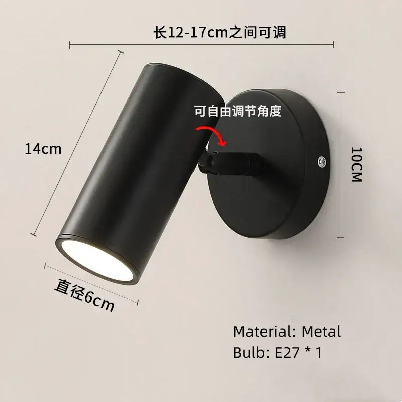 Modern black & white rotatable wall lamp – bedroom reading light