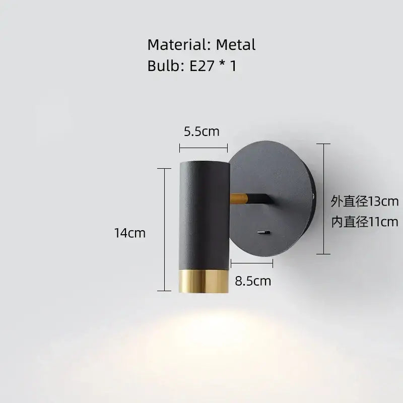 Modern black & white rotatable wall lamp – bedroom reading light