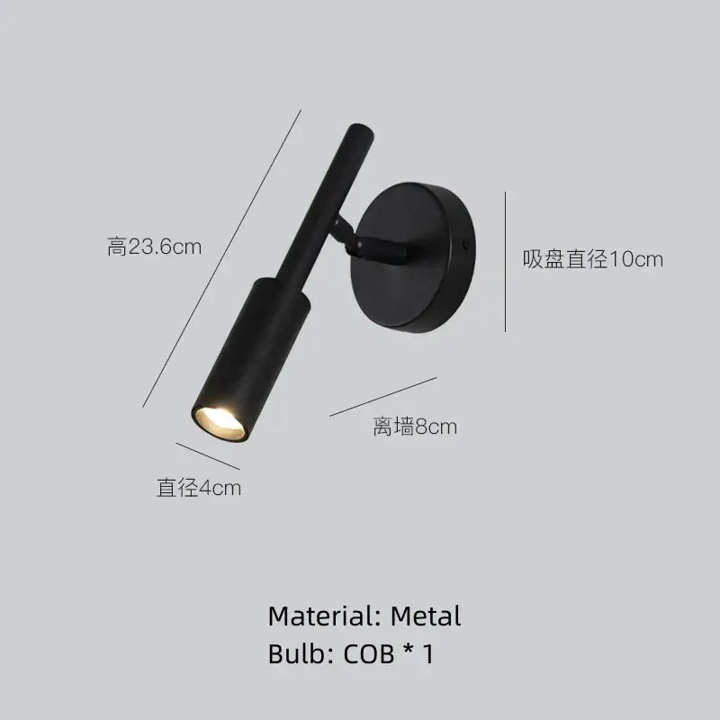 Modern black & white rotatable wall lamp – bedroom reading light