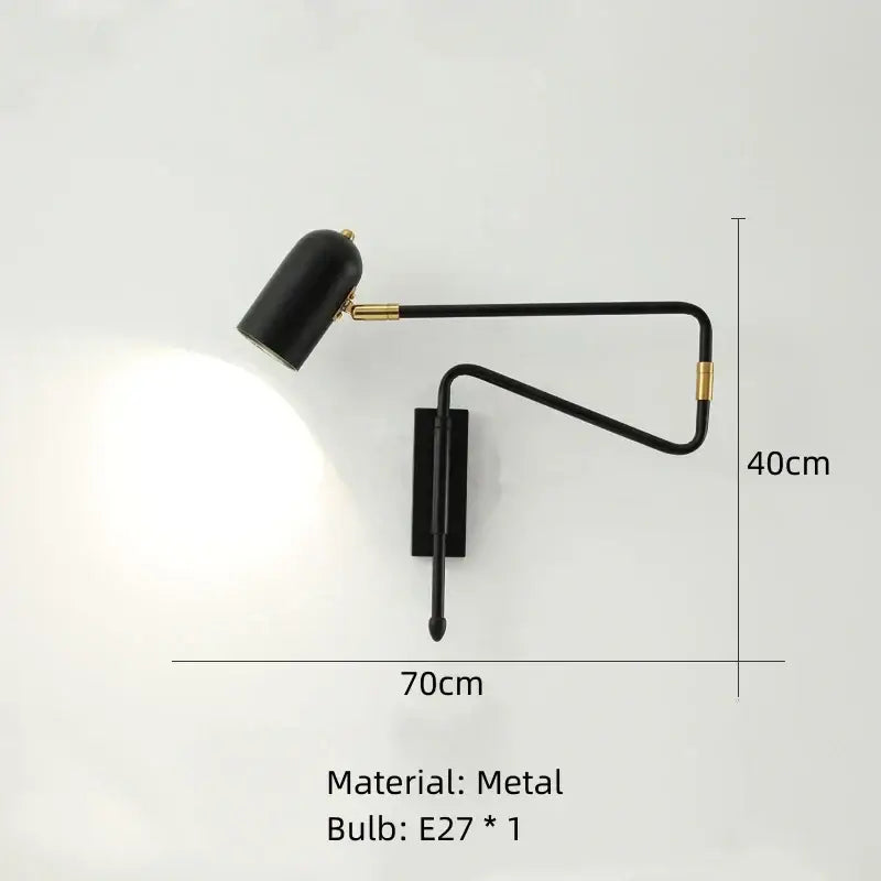 Modern black & white rotatable wall lamp – bedroom reading light