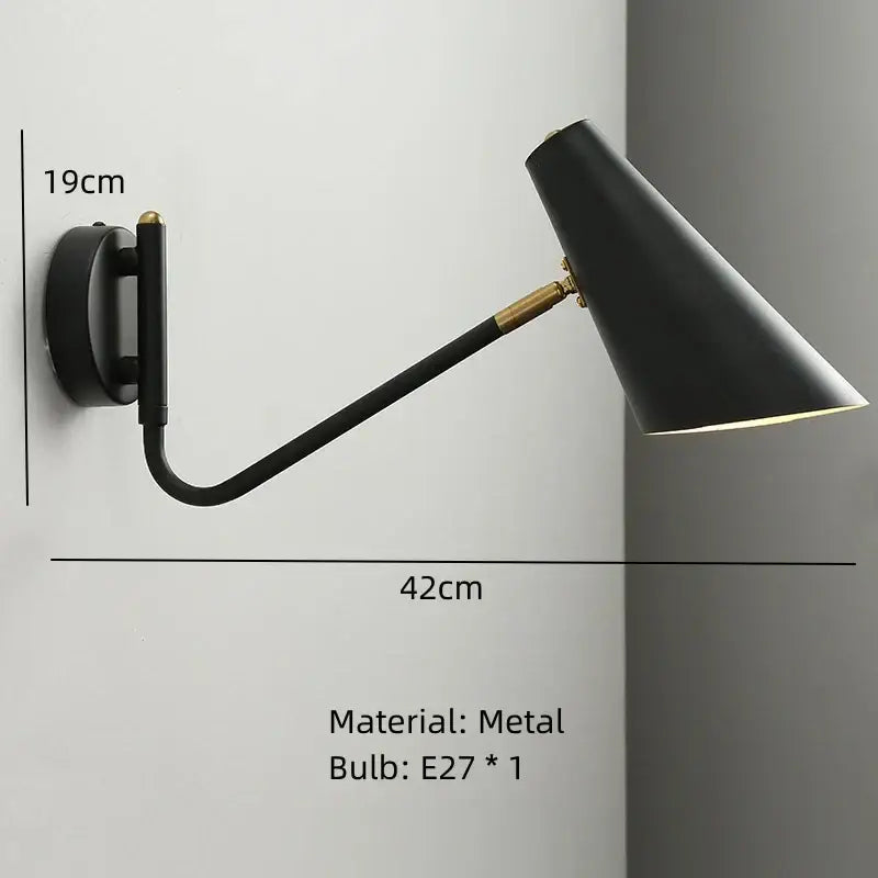 Modern black & white rotatable wall lamp – bedroom reading light
