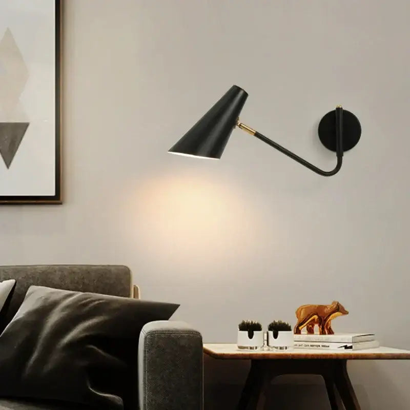 Modern black & white rotatable wall lamp – bedroom reading light
