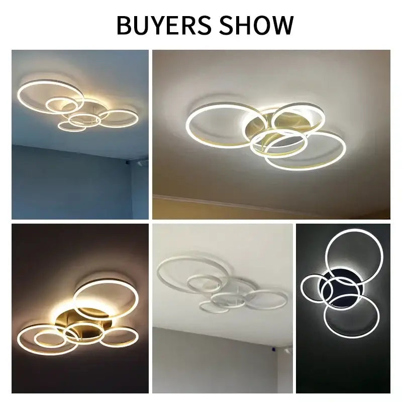 Modern gold led round ceiling chandelier for living room