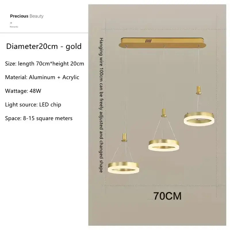 Modern gold led round ceiling chandelier for living room