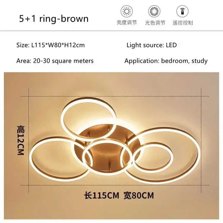Modern gold led round ceiling chandelier for living room