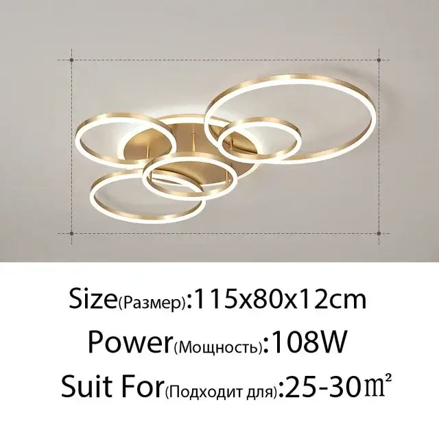 Modern gold led round ceiling chandelier for living room