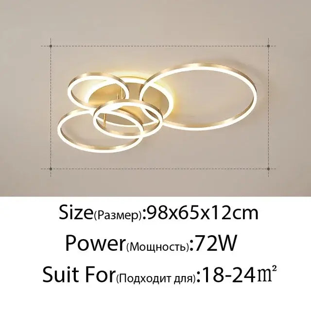Modern gold led round ceiling chandelier for living room