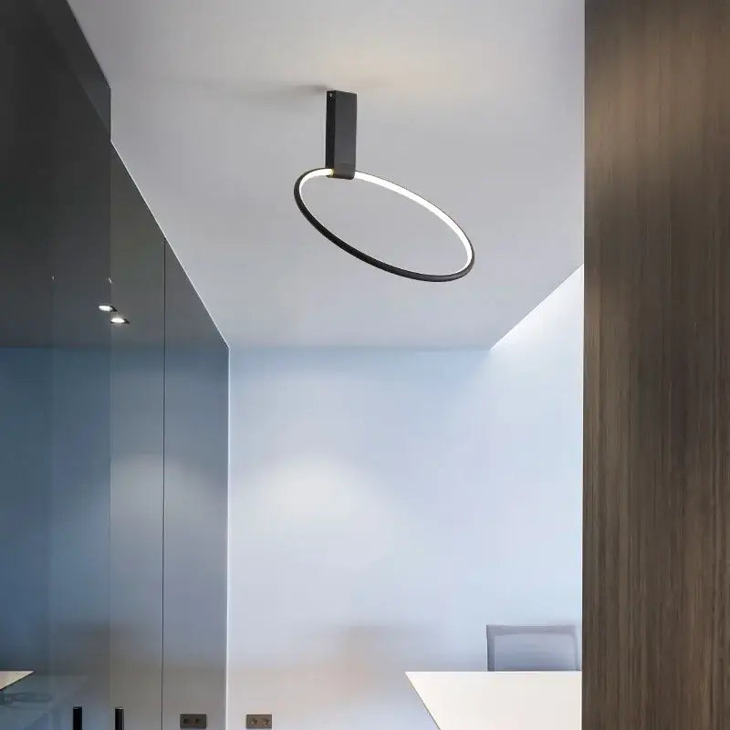 Modern black led round ceiling light living room interlocking rings