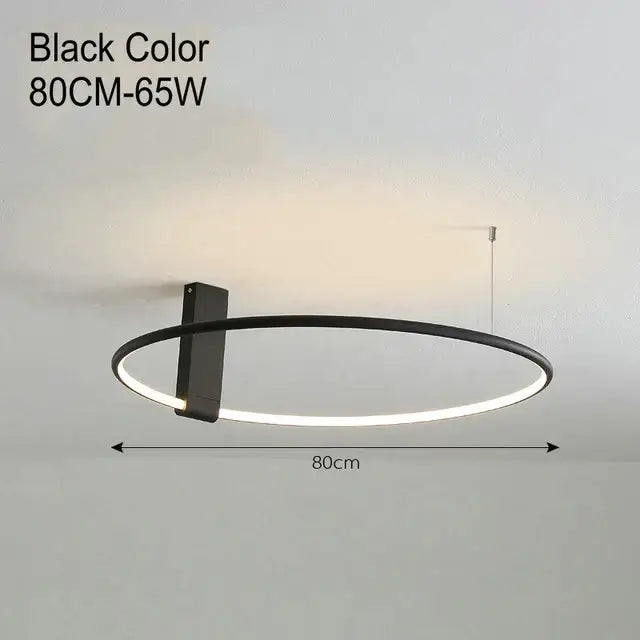 Modern black led round ceiling light living room interlocking rings