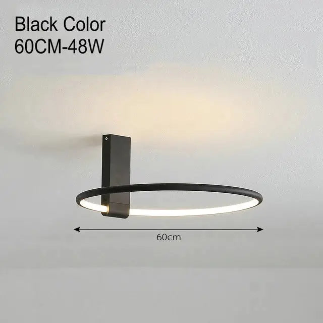 Modern black led round ceiling light living room interlocking rings