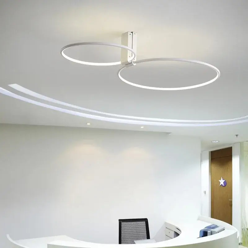 Modern black led round ceiling light living room interlocking rings