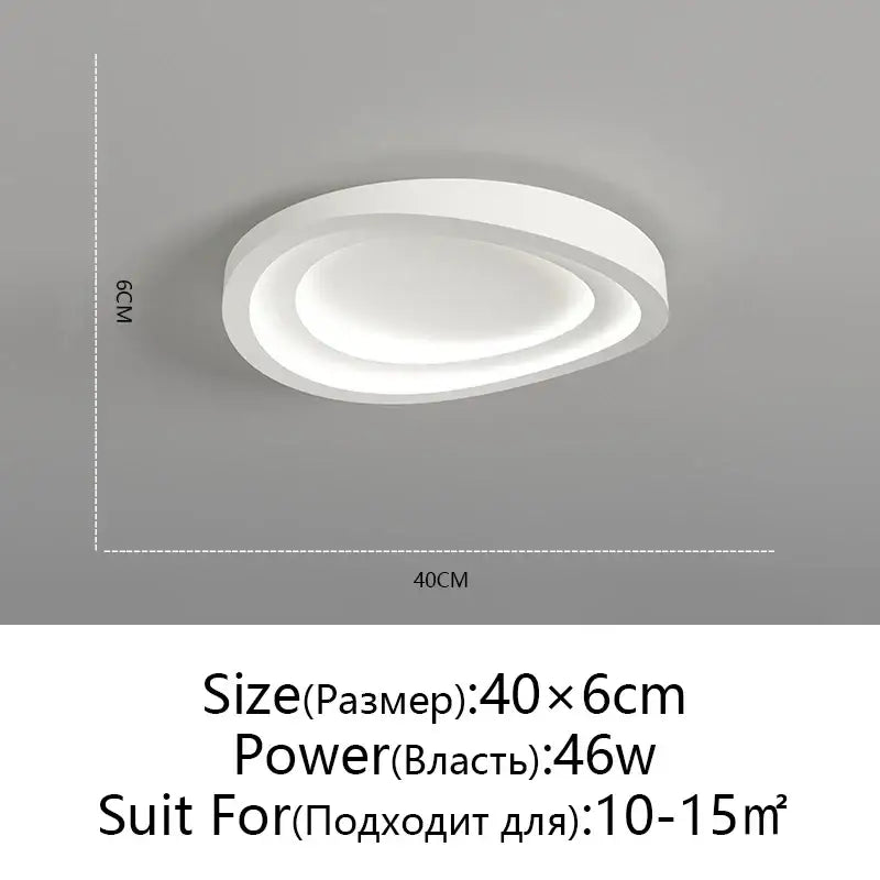 Modern white oval led round ceiling lamp living room remote dimming