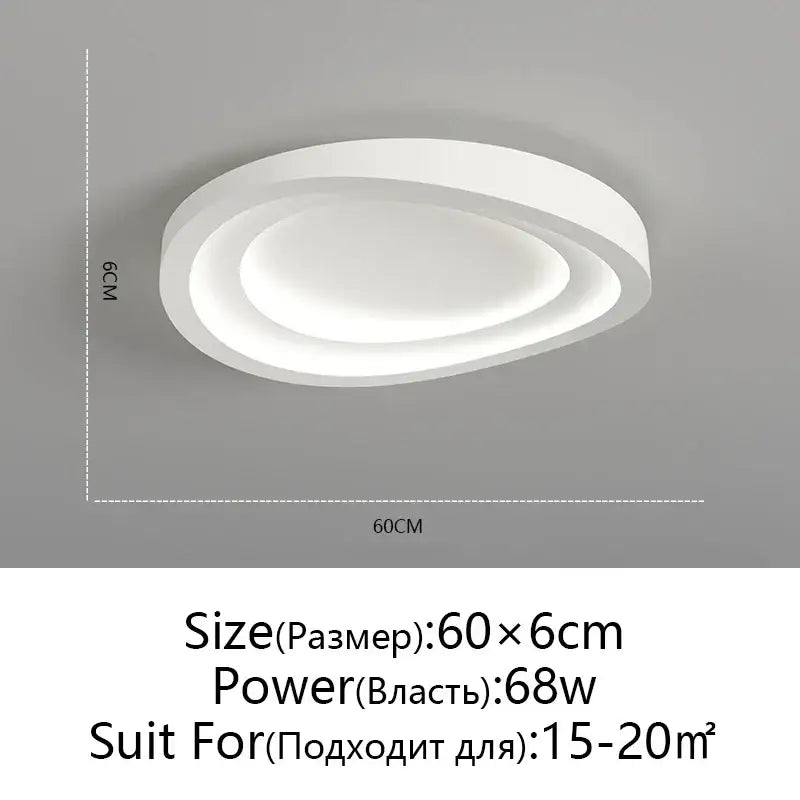 Modern white oval led round ceiling lamp living room remote dimming